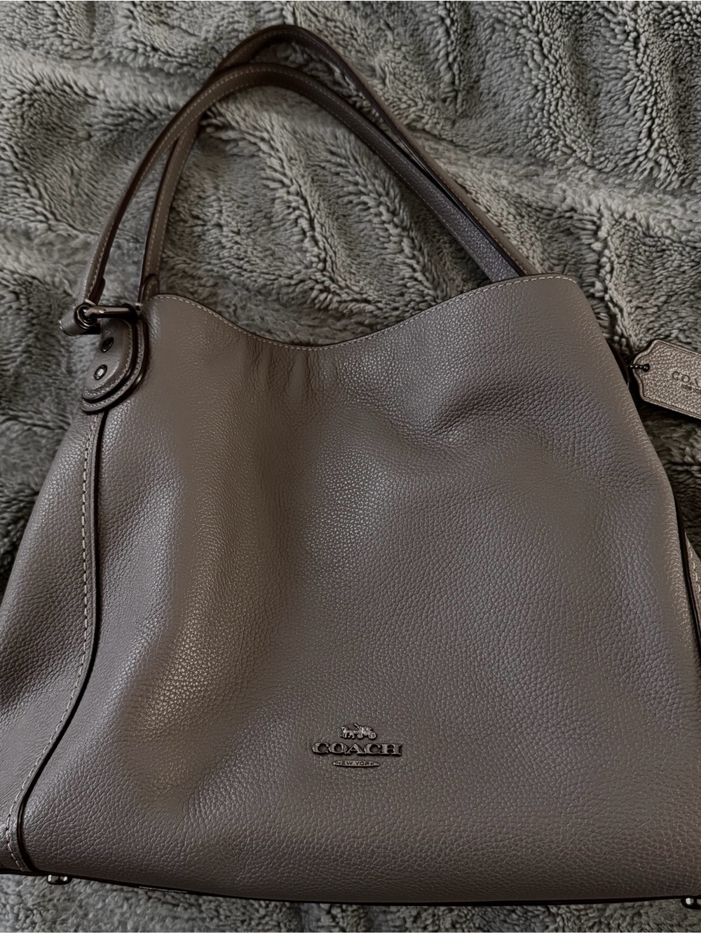 Coach Pebbled Leather Shoulder Bag in Gray
